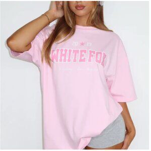 White Fox Gave You My Time Oversized Tee Pink M/L